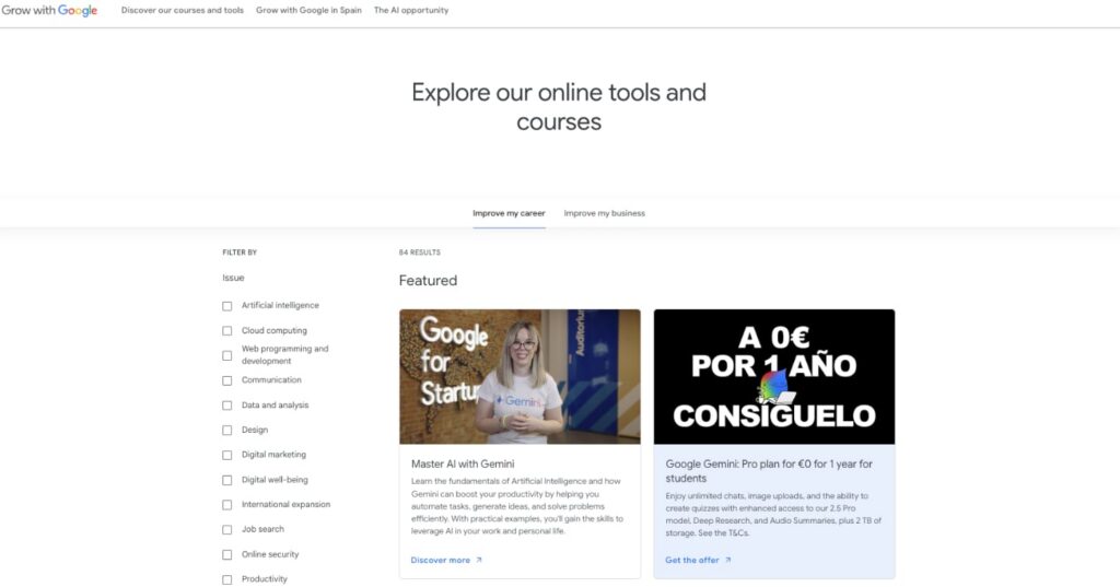 Descubre los cursos gratis de Inteligencia Artificial de Google que Marcarán 2026 2 catalogo cursos ia google